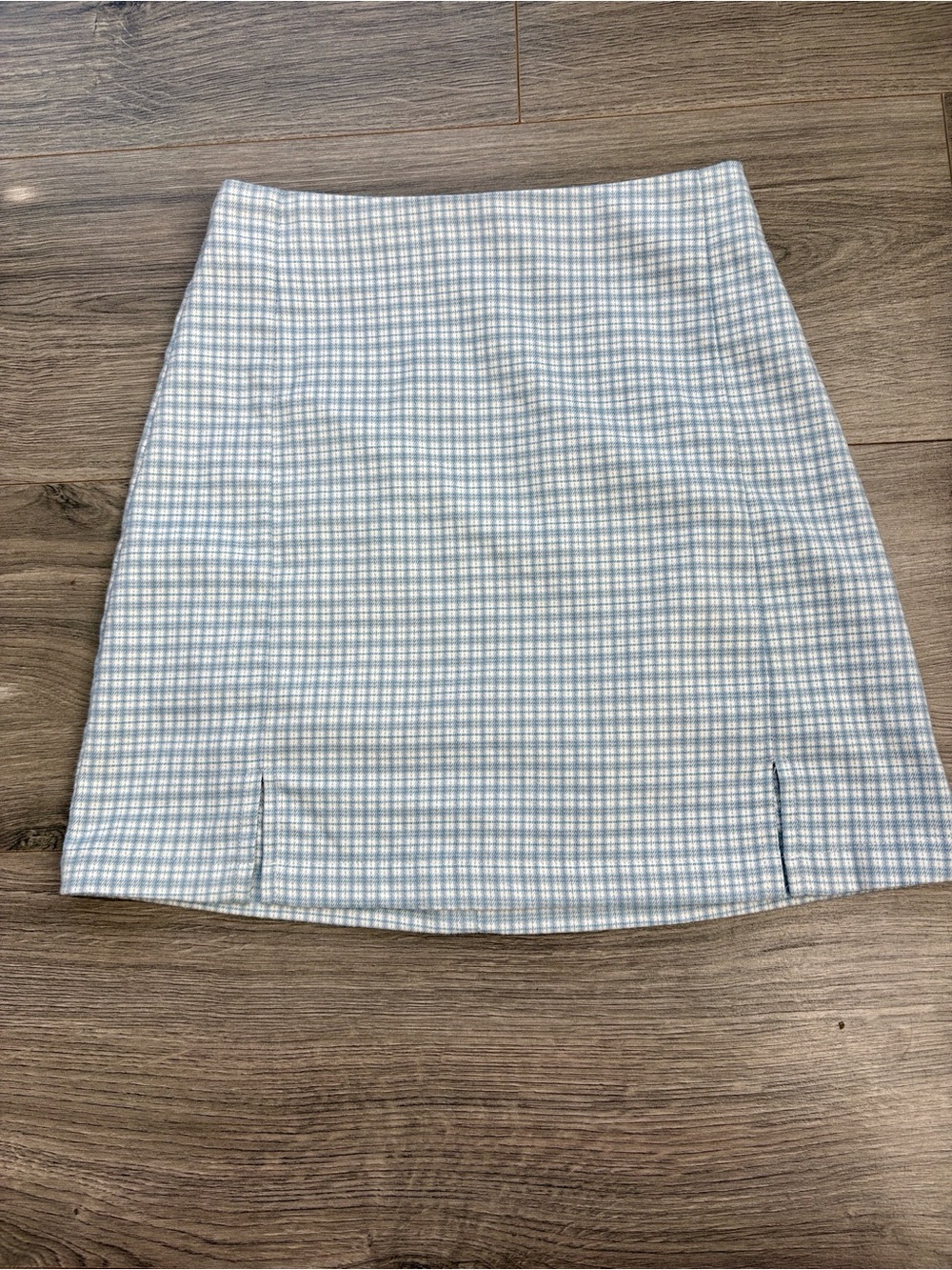 Women’s Brandy Melville Blue and White Plaid Cara Skirt